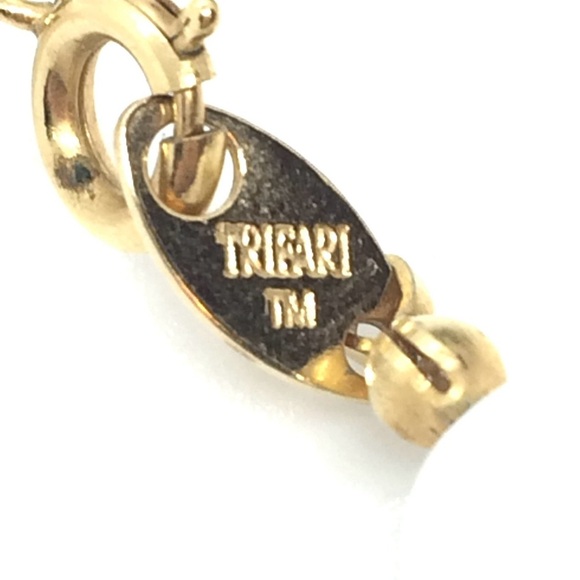 VINTAGE 80S TRIFARI BAUBLE BEAD NECKLACE WHITE GOLD COLLAR ACRYLIC DANGLE - Picture 14 of 15